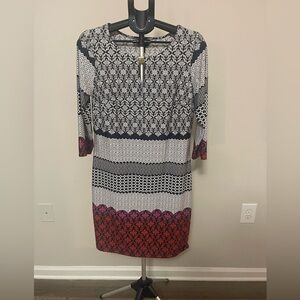 Chic Long Sleeve Patterned Dress